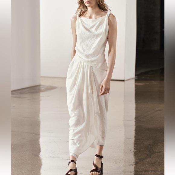 ZARA DRAPED LINEN BLEND DRESS ZW COLLECTION - Picture 5 of 5